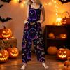 Women's Sleeveless Jumpsuit Halloween Pumpkin Print Cotton Casual Overalls Wide Leg Romper