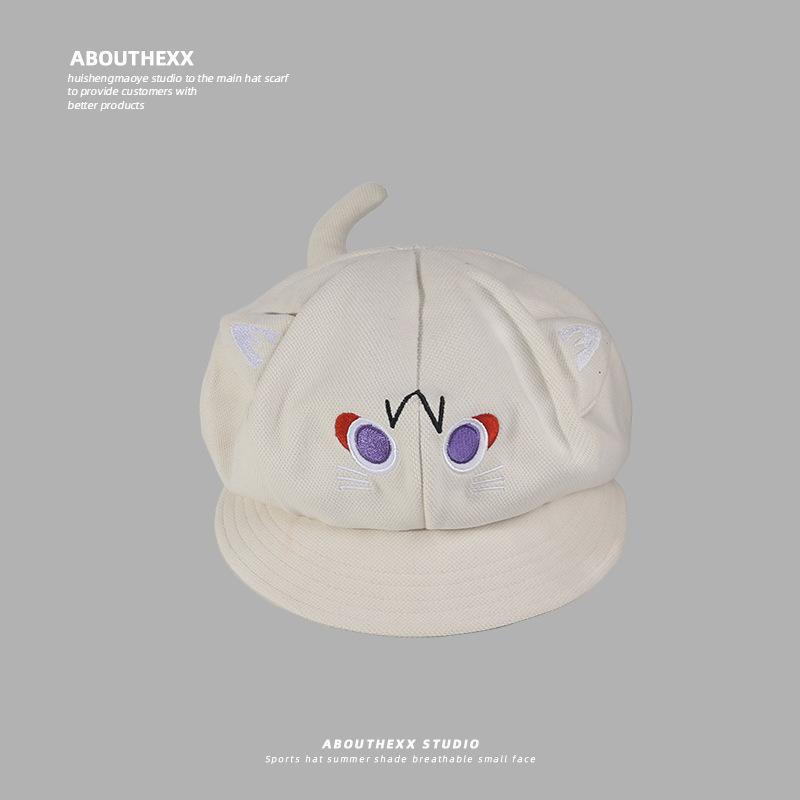 Autumn and Winter Hat Girl Fairy Tale Cat Three Dimensional Ear Cartoon Cute Sweet Girl Beret Two Dimensional Cos Octagonal Hat Man
