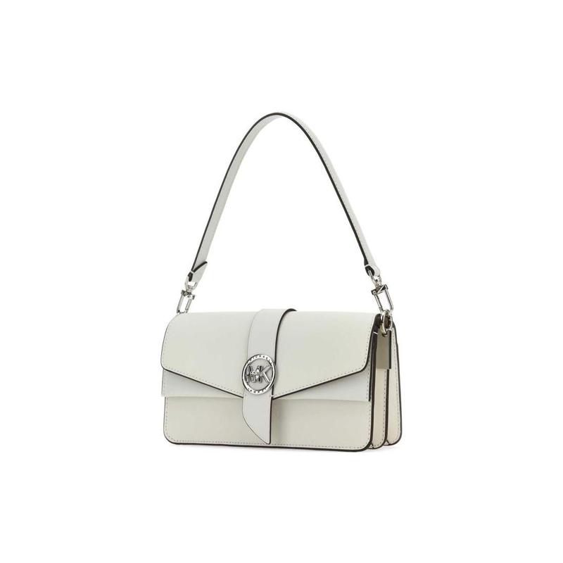 Michael Kors Greenwich Solid Silver Letter Logo Logo Flip Hardware Buckle Saffiano Leather Envelope Bag Shoulder Bag Medium Women's White