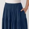 MUJI Women's Cotton Voile Indigo-Dyed Gathered Skirt, Navy, Size S, BE1T1A4A