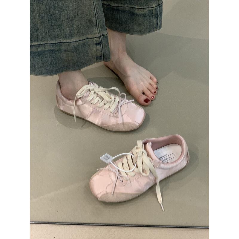 Sheepskin version~ Dexun shoes women's 2025 spring new lace-up ballet casual sports shoes versatile Forrest Gump shoes