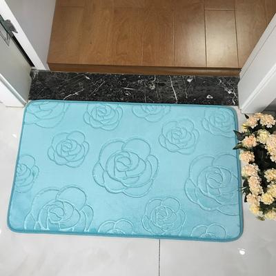 Non-Slip Bathroom Rug 3D Rose Pattern Floor Mat Coral Velvet Solid Color Carpet Doormat for Home Indoor Entrance Front Door