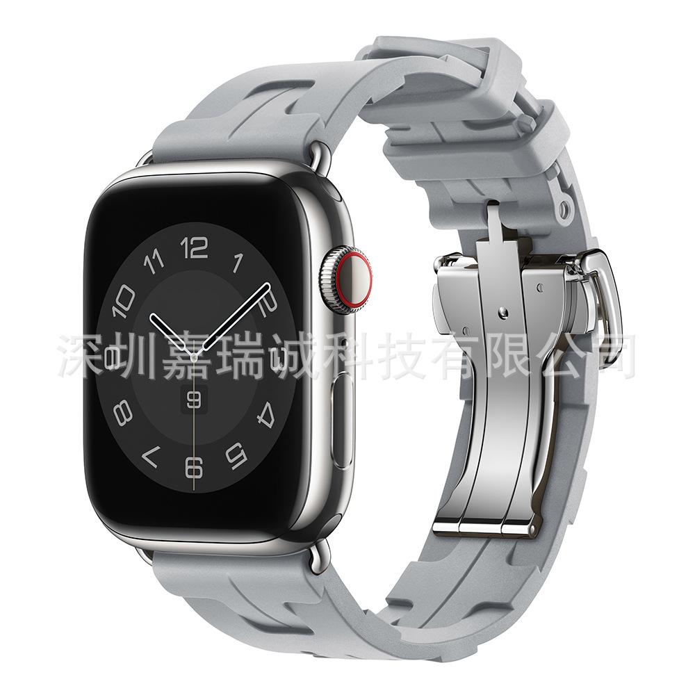 Original Soft Rubber Strap for Apple Watch Band 49mm 45mm 41mm 44mm 42mm 38mm Metal Buckle Bracelet for IWatch