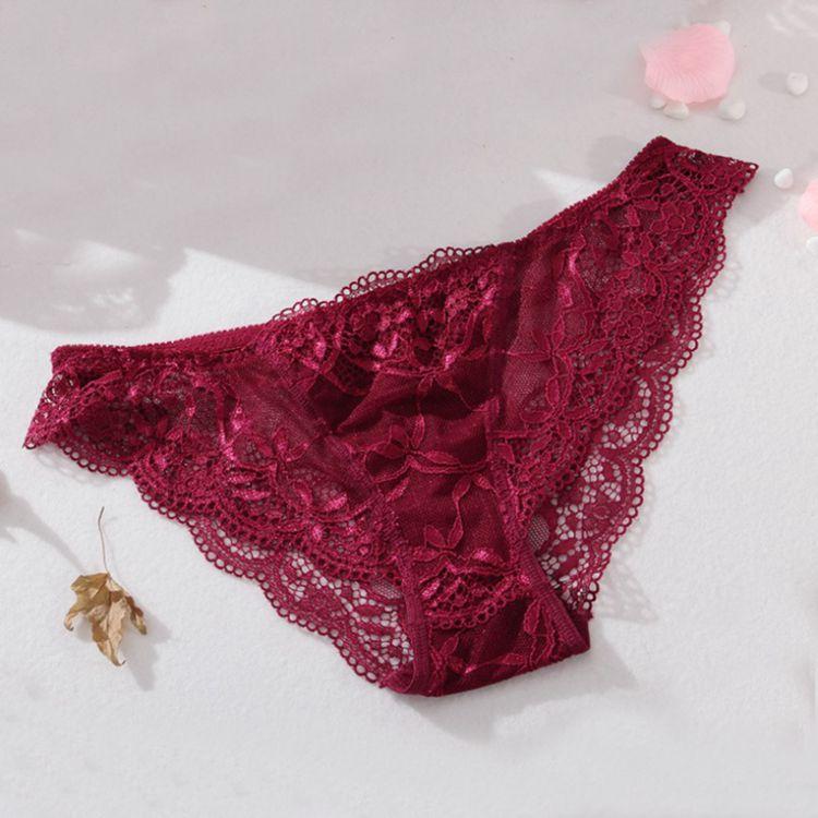 Wholesale Sexy Lace Ladies Panties Female Sexy Temptation Translucent Thin Panties Large Size Low Waist Briefs