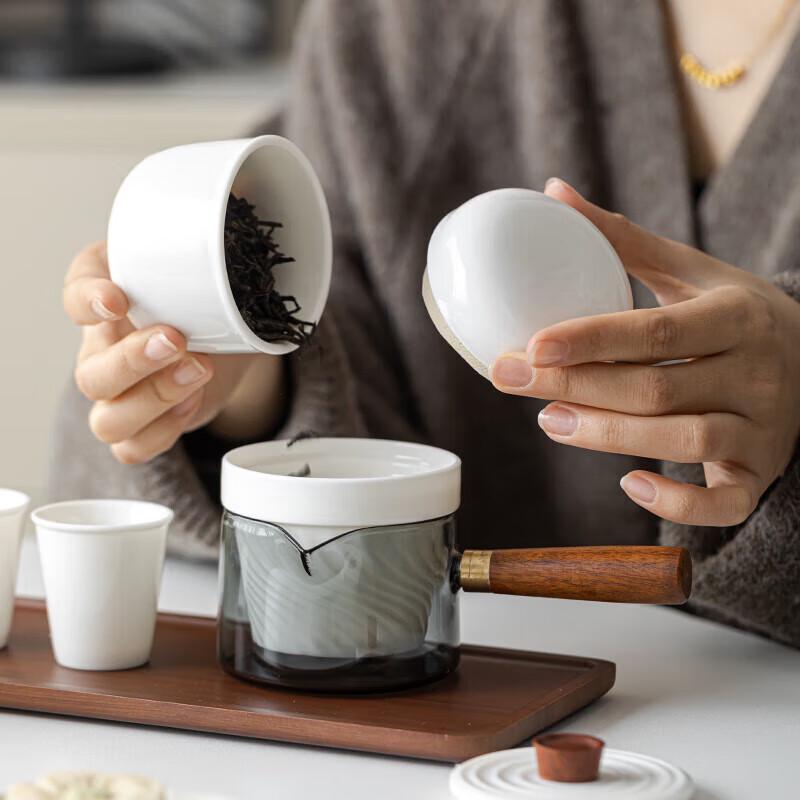 Mùyī Jade-Inspired Ceramic Side-Handle Tea Set