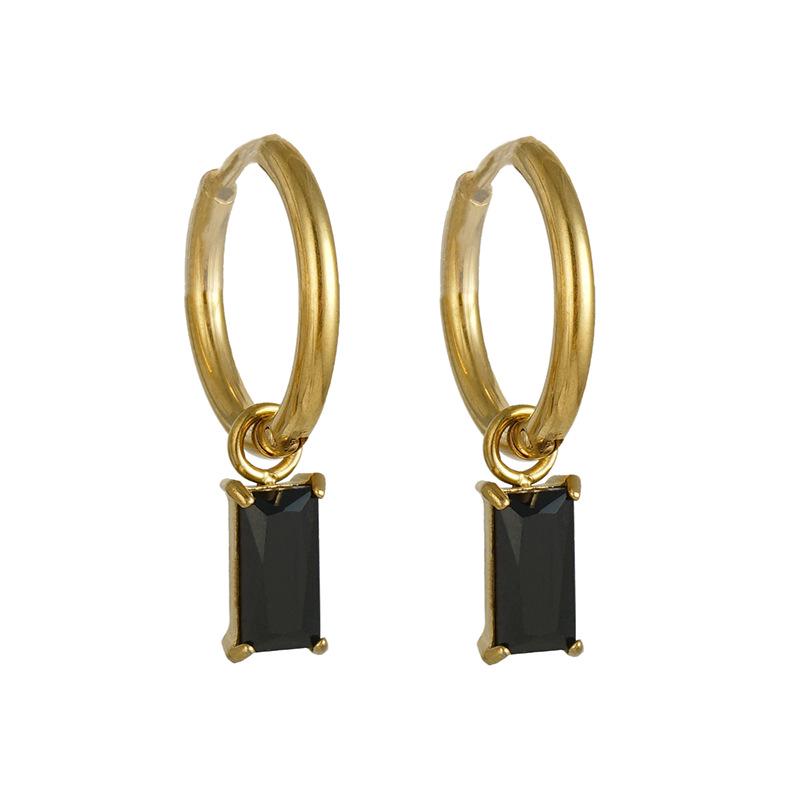 2023 Trendy 18K Titanium Steel Zircon Colorful Ear Hoops - European & American Design Women's Earrings