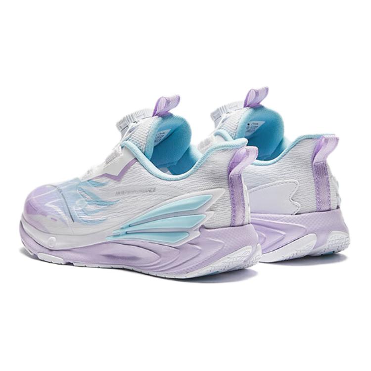 Anta Kids Fly Knight 7.0 Fabric Knob Comfortable Non-Slip Wear-Resistant Low-Top Running Shoes Kids sneaker White Purple 322439961-4