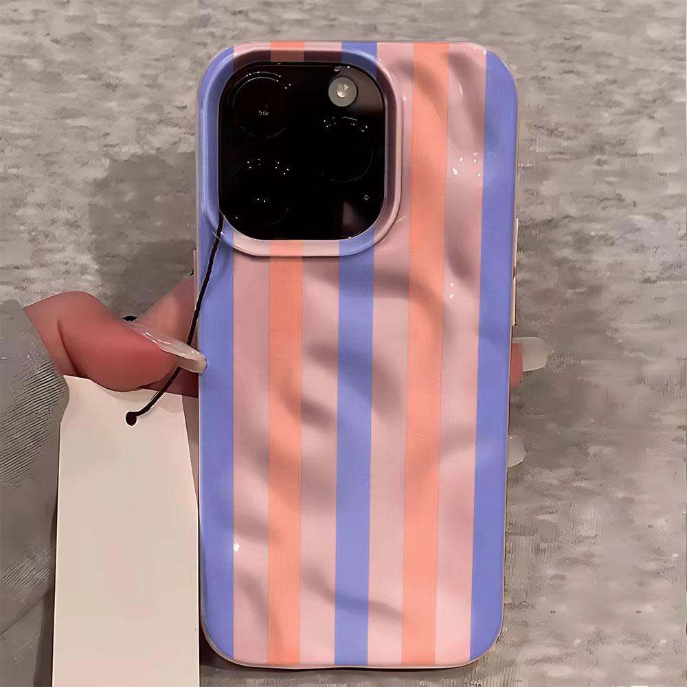 

Blue And Pink Stripes Pattern Phone Case For iPhone 17 16 15 14 11 12 13 Pro Max XR 16 Plus 17 Air Shockproof Silicone Cover iPhone 13 Pro
