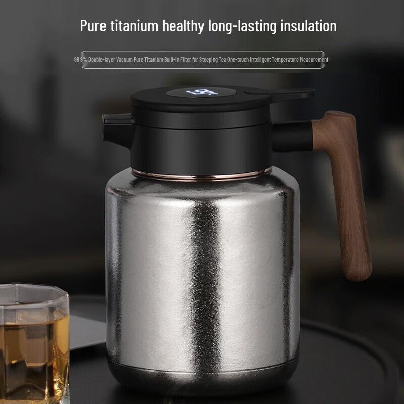 XIMX Double-Layer Pure Titanium Insulated Tea Pot with Temperature Display