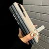 Natural Titanium Metal Holder Leather Phone Case for Samsung Galaxy S24 S23 S22 Ultra Plus Metal Button Shockproof Hard Cover