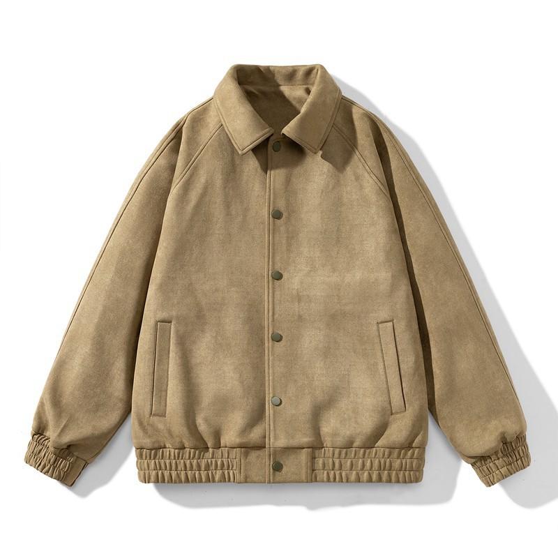 Suede Baseball Uniform Loose Spring and Autumn American Bomber Jacket Men