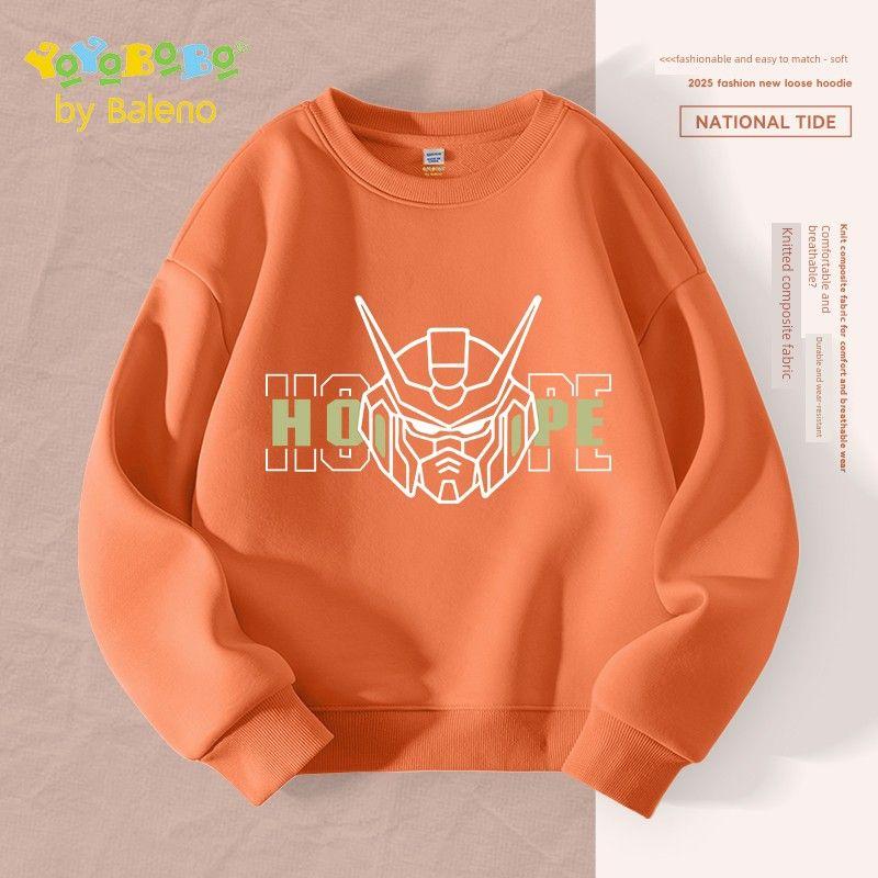 Baleno Kids Ybb Series Boys  Sweatshirt Autumn Children s Crew Neck Top 2025 New Boys  Autumn Clothing Warm Orange#Yb Mecha 130