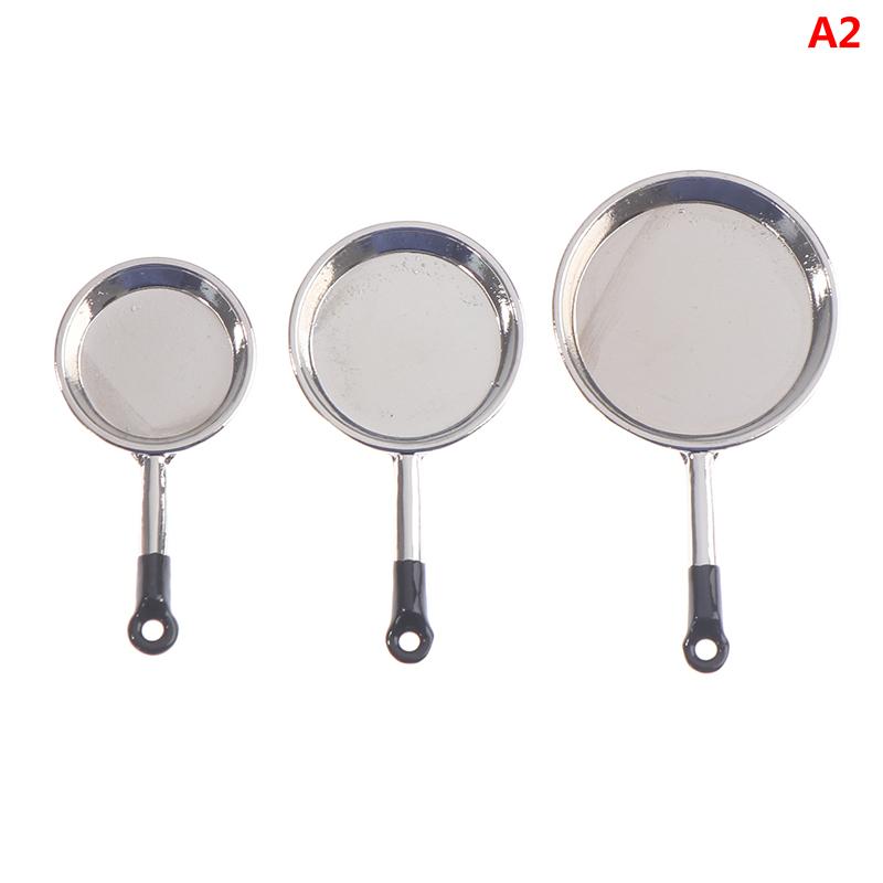 3Pcs/Set Dollhouse Miniature Metal Saucepan Simulation Kitchen Pan Model Toys