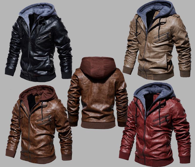Men's Hooded PU Leather Jacket & Coat Set - Autumn/Winter 2026
