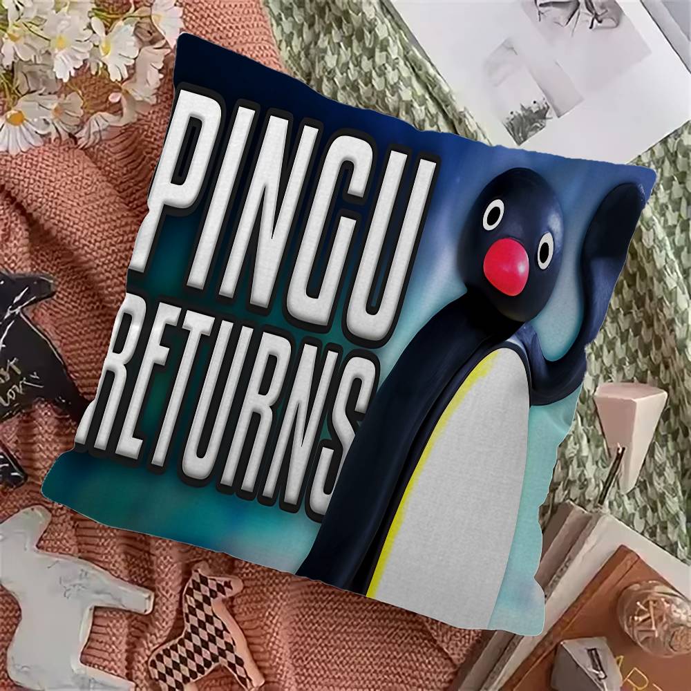 Cartoon Pingu Penguin Lucky Dragon Pillow Cover Sofa Cushion Cover Home Room Decoration Children Gift
