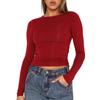Women's Versatile Irregular Slim-fit Bottoming Top T-shirt Round Neck Solid Color Slim-fit Long Sleeves