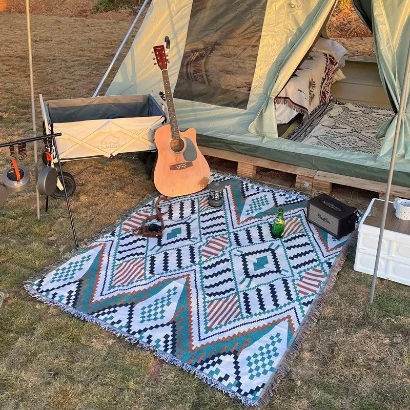 Outdoor Equipment Multi Purpose Ethnic Style Picnic Mat Floor Mat Retro Style Camping Carpet Beach Cover Carpet