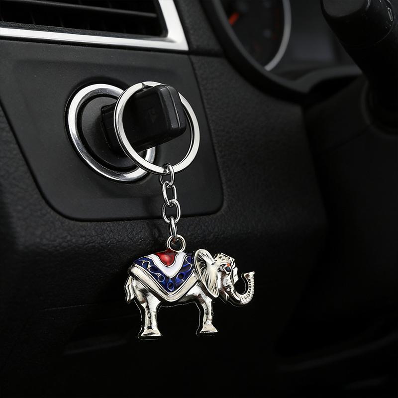 Vintage Elephant Keychain Creative Cute Animal Bag Car Key Ring For Men Women Gift