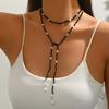 Fashion Vintage Beaded Imitation Pearl Lariat Choker  Double Layer Drop Pearl Y-Necklace For Women Party & Casual Outfit