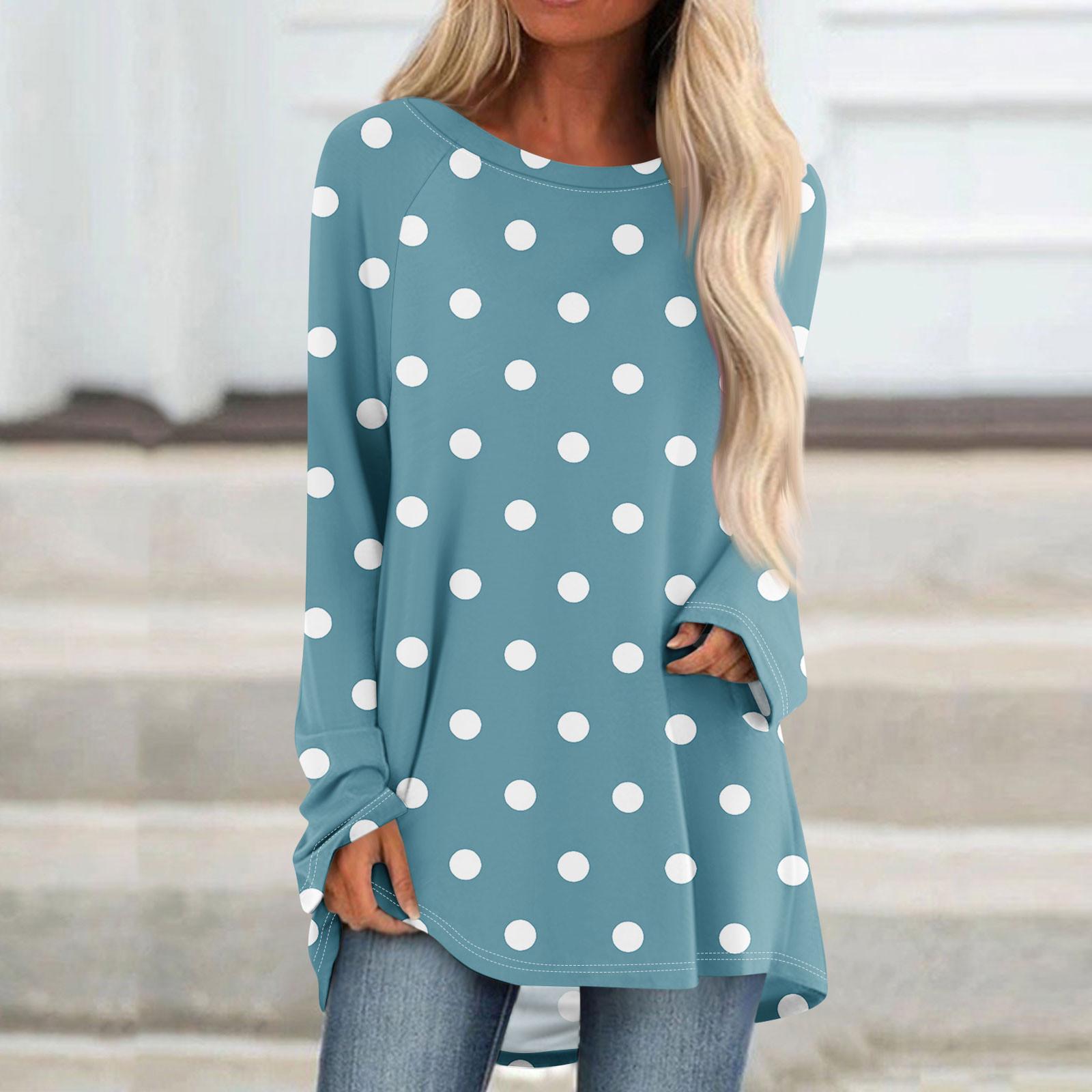 Женский модный свободный пуловер средней длины с круглым вырезом и принтом — фото 8