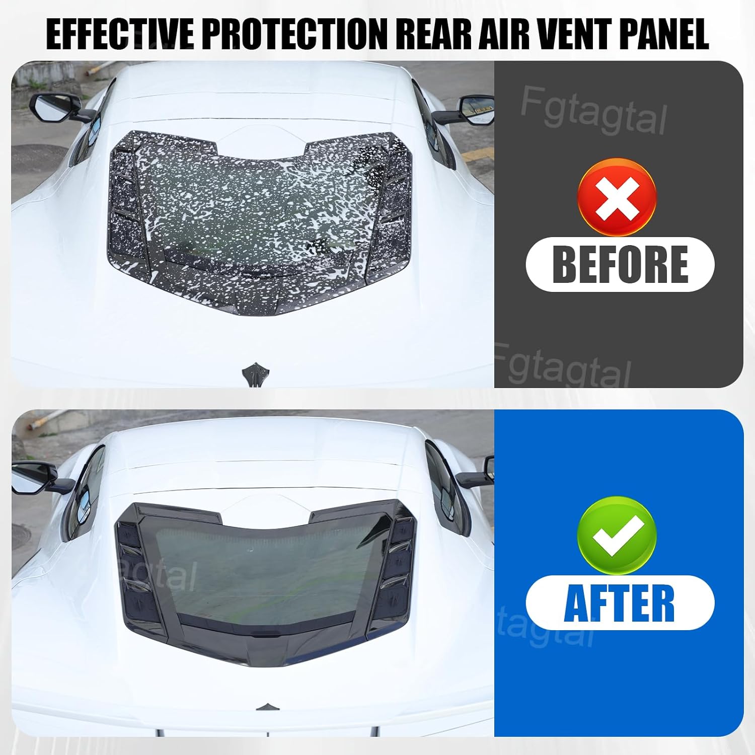 

Rear Dry Bay Vent Blocks Cover Rear Window Spoiler Compatible with Corvette C8 2020-2026 Rear Air Vent Water Protection Kit Prevents Excessive Water