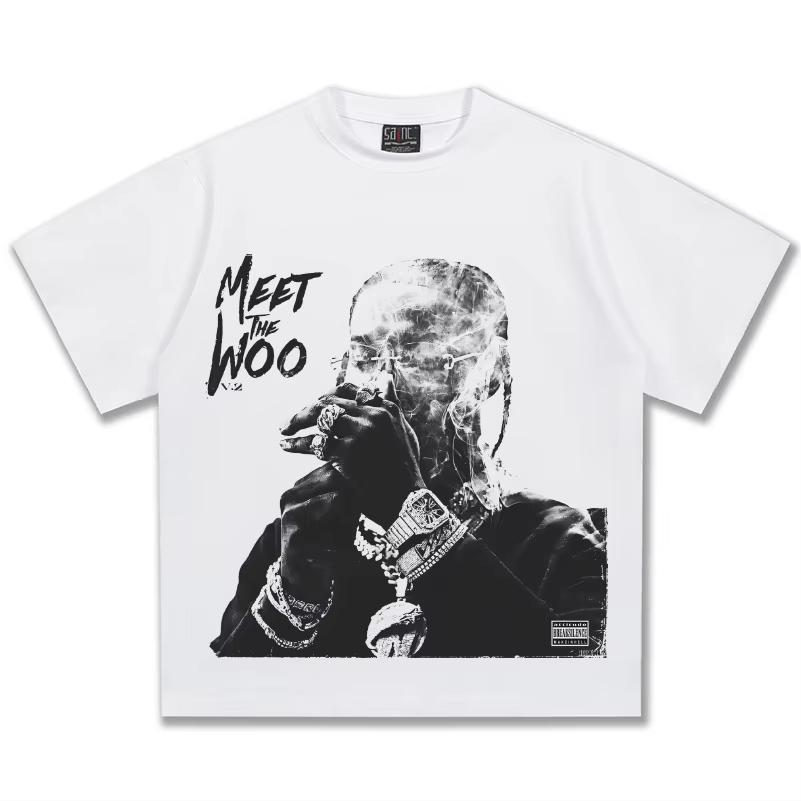 Tricou Grafic Pop Smoke Meet The Woo Unisex Supradimensionat Hip Hop Rapper Casual Bumbac Mânecă Scurtă Modă Clasică Streetwear Pentru
