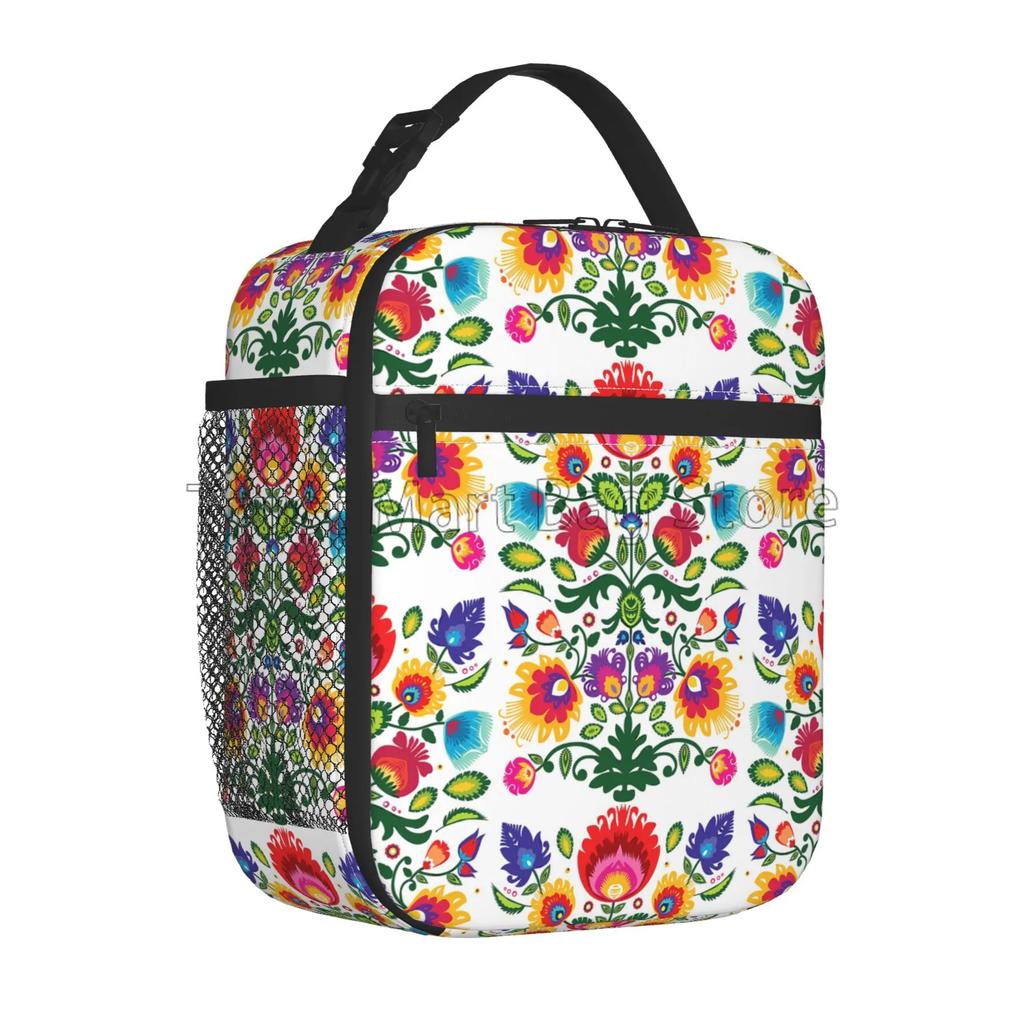 Colorful Mexican Flower Lunch Box Reusable Lunch Bag Work Bento Cooler Reusable Tote Picnic Boxes Insulated Container for Picnic