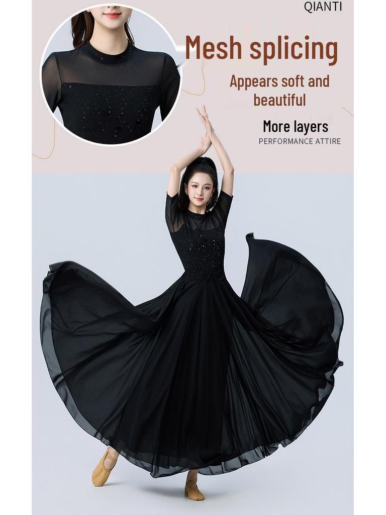 Modern Long Sleeve Dance Skirt for Performance and Practice