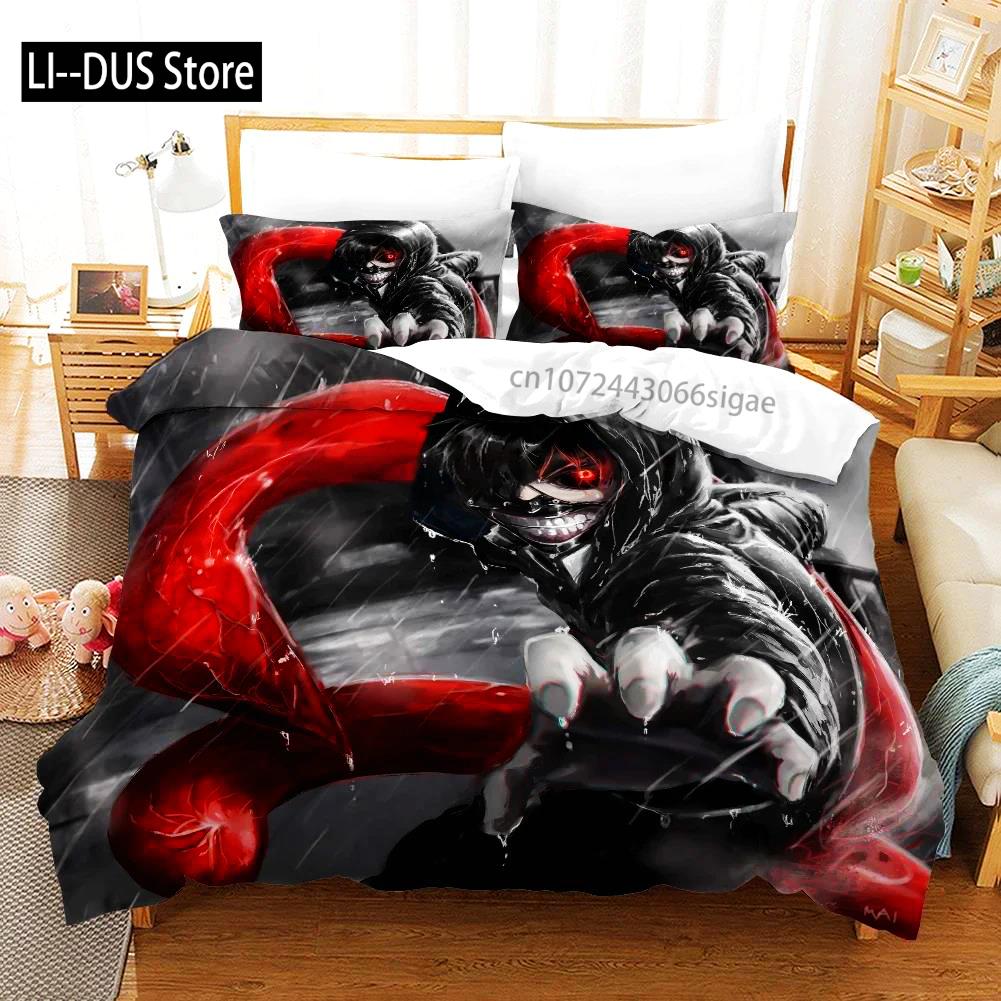 Anime Tokyo Ghoul 3D-bedruckter Bettbezug Kissenbezug Bettwäsche-Set Einzelbett Doppelbett Queen King Size Für Kinder Schlafzimmer Dekoration