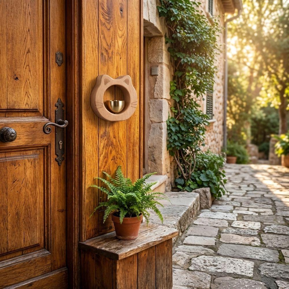 Wall Hanging Entrance Chime Magnetic Wind Chime Cute Cat Wooden Doorbell Apartment