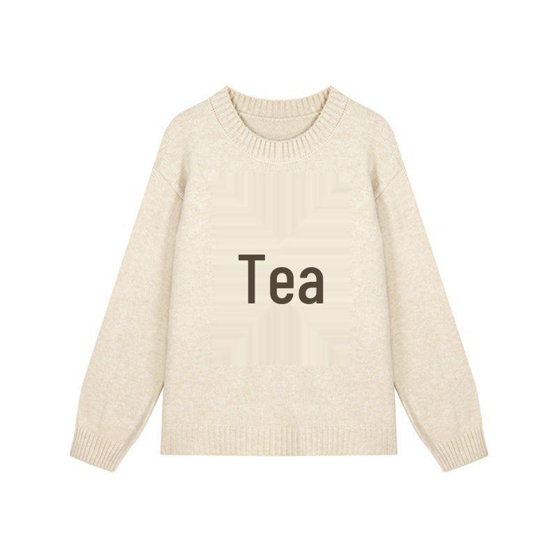 Women's Retro Teddy Bear Knit Sweater – Lazy Style Crew Neck, Long Sleeves, Winter Wear
