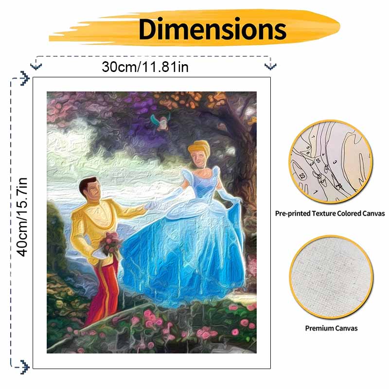Disney digital oil painting Cinderella and Prince diy coloring handpainted filling home decoration gift canvas wall art set decor