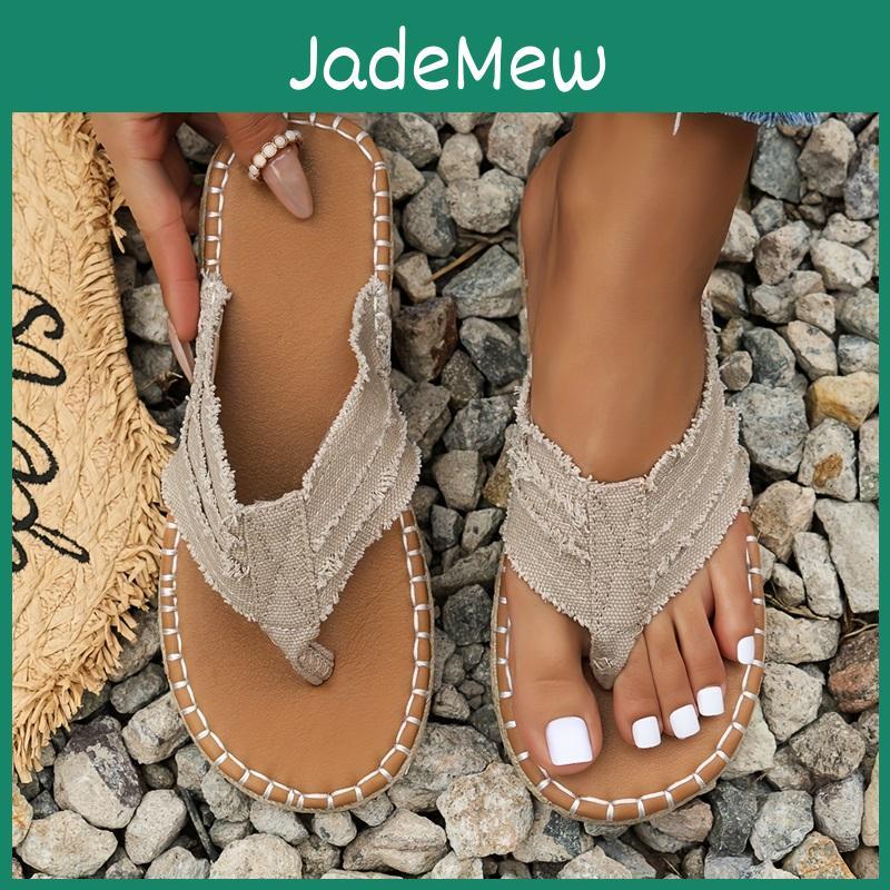 Fashion Stitching Womens Flatbottomed Flipflops Mustedge Cliptoed Beach Shoes Fisherman Sandals