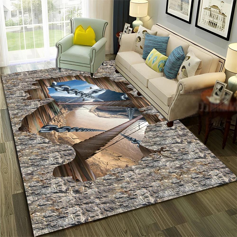 3D Illusion Vision Hallucination HD Carpet Rug for Home Living Room Bedroom Sofa Doormat Decor,Child Area Rug Non-slip Floor Mat