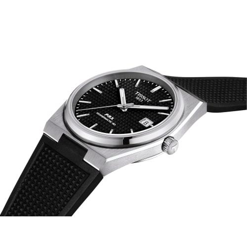 Tissot PRX Powermatic 80 Watch, Rubber Strap, Black Dial, Officially Imported, Men's, T1374071705100