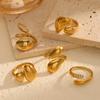  New Minimalist Metal Heart Open Ring 18K Gold Color PVD Plated Creative Charm Festival Jewelry Fashion Gift
