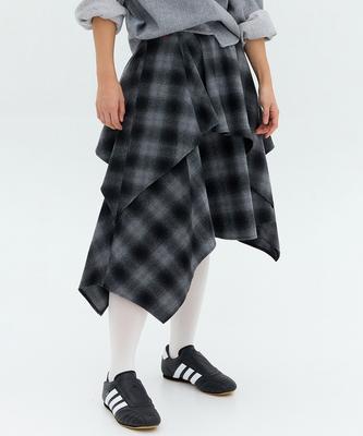 Lipeullegtibeulum Check Flare Skirt (Black Check)
