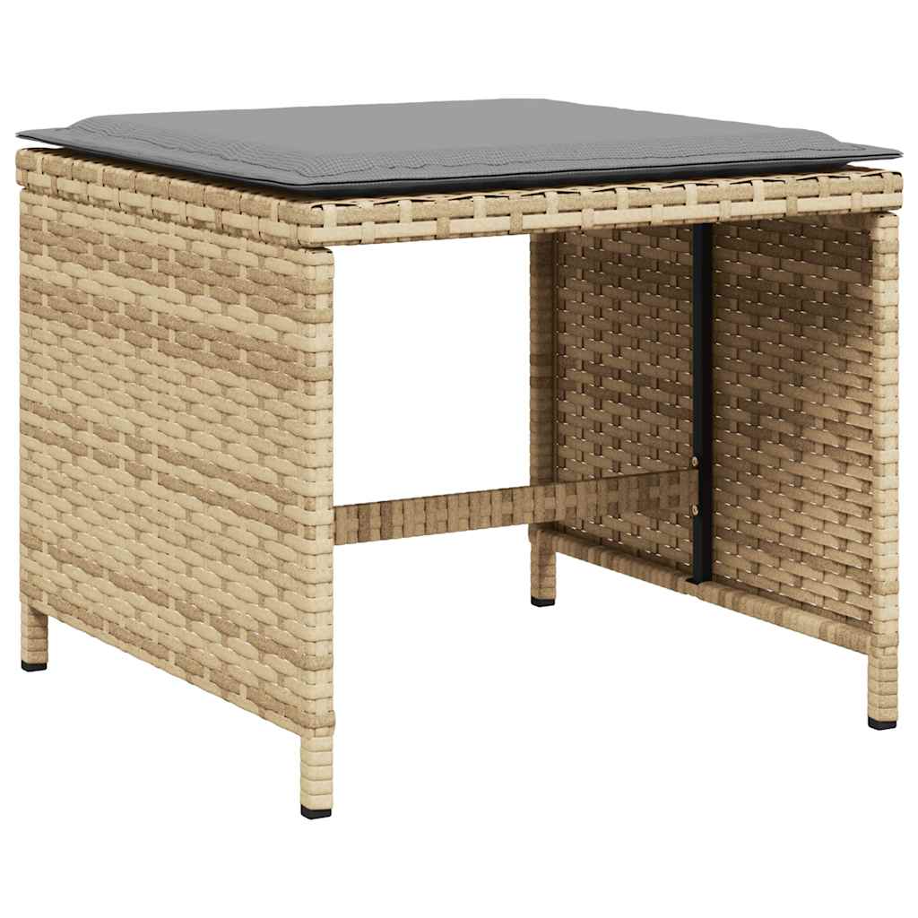 Vidaxl 13-Cz Garden Furniture Set, Cushions, Mixed Beige, Rattan Pe