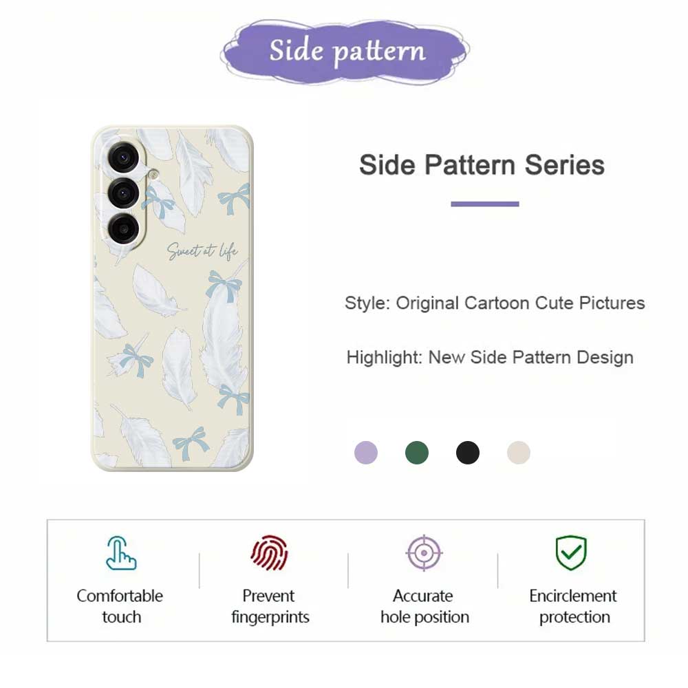 For Samsung Galaxy A17 5G Case White Feathers Pattern Printing Straight Edge TPU Phone Back Cover