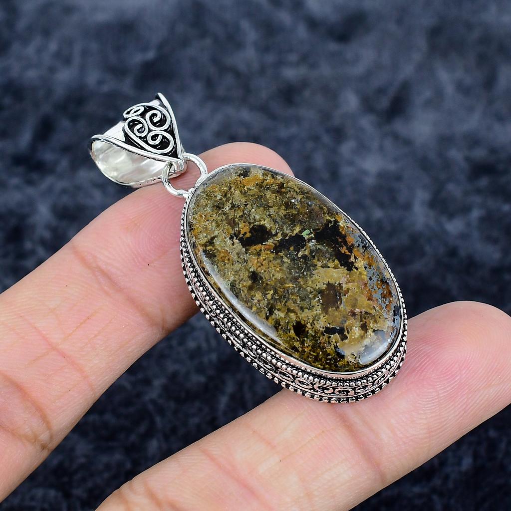 Bronzite Gemstone Handmade 925 Sterling Silver Jewelry Pendant 2.09" MM-3390