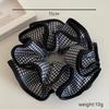 1pc Retro Fashion Black and White Grid Large Intestine Hair Ties, Sweet Retro Pleated Flower Bud Hair Loop Hair Band Accessories