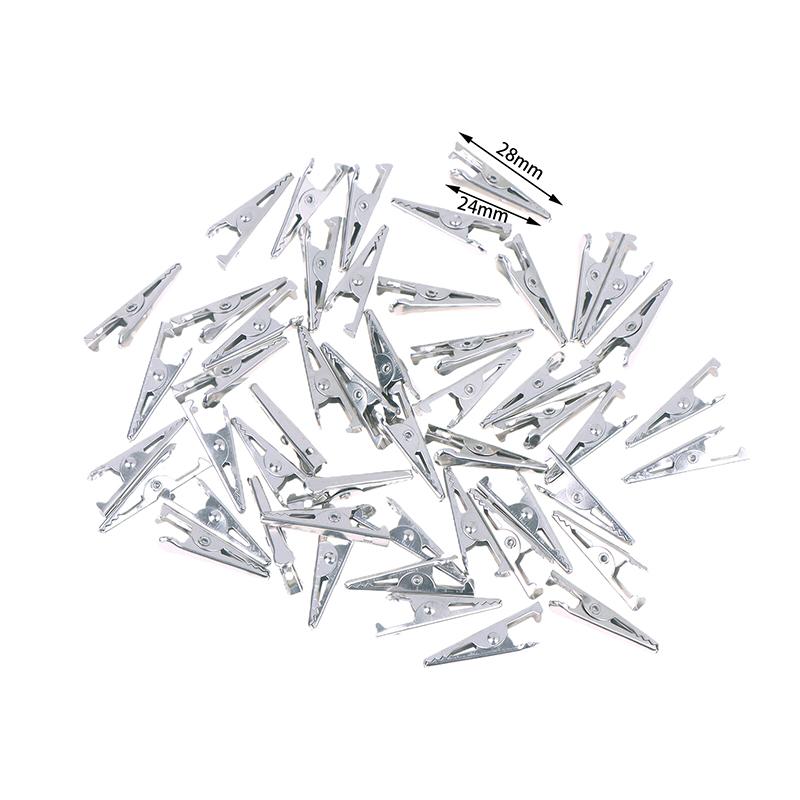 

50 шт. Міні-затискачі-крокодили Міні-сріблястий металевий затискач-крокодил 28 мм 35 мм 45 мм для електричних випробувань для тестування акумуляторів 28mm