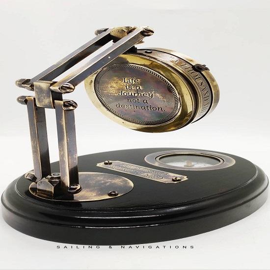 Antique Spencer Compass Clock, Nautical Table Clock, Brass Desk & Shelf Clocks