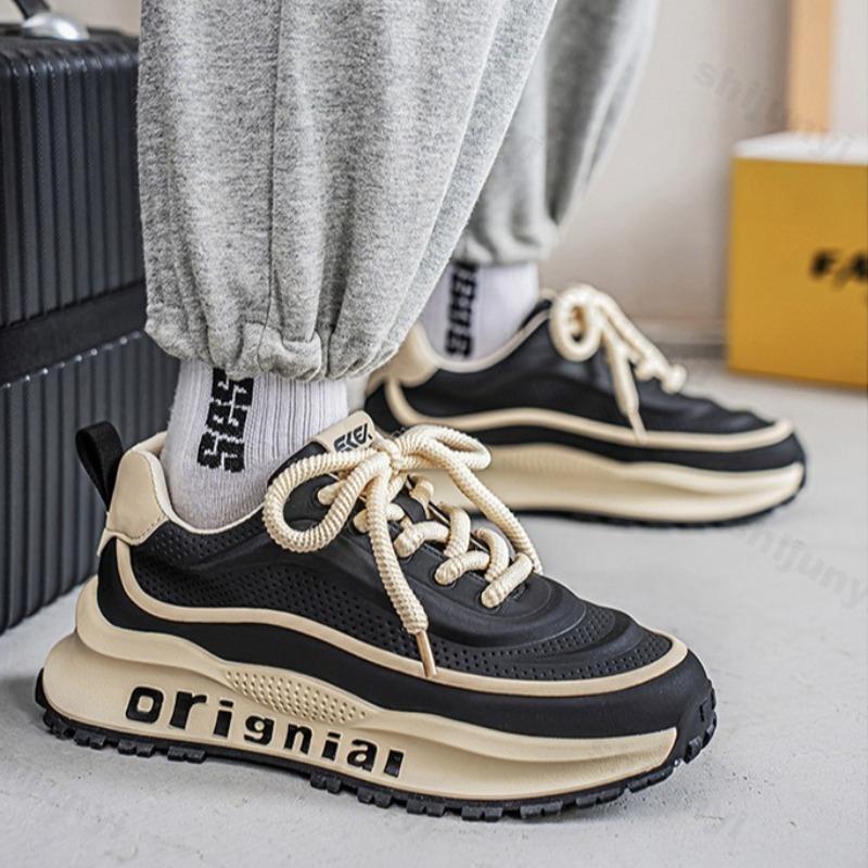 Men Vintage Low Top Thick Soled Casual Sneakers Fashion Comfort Platform Sneakers for Men Color Blocked Men Shoes Zapatos Hombre