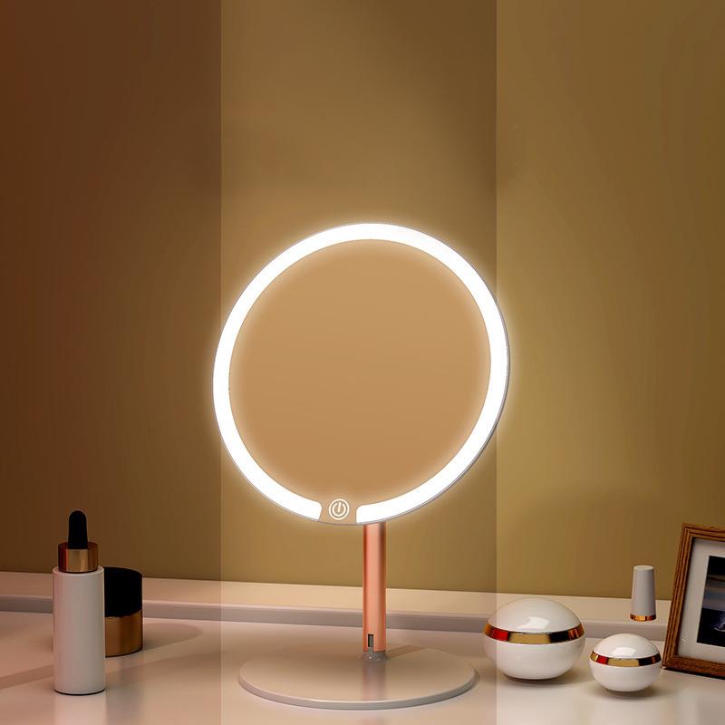 Rechargeable LED Vanity Mirror with Lights - Light Luxury Dorm Desktop Makeup Mirror