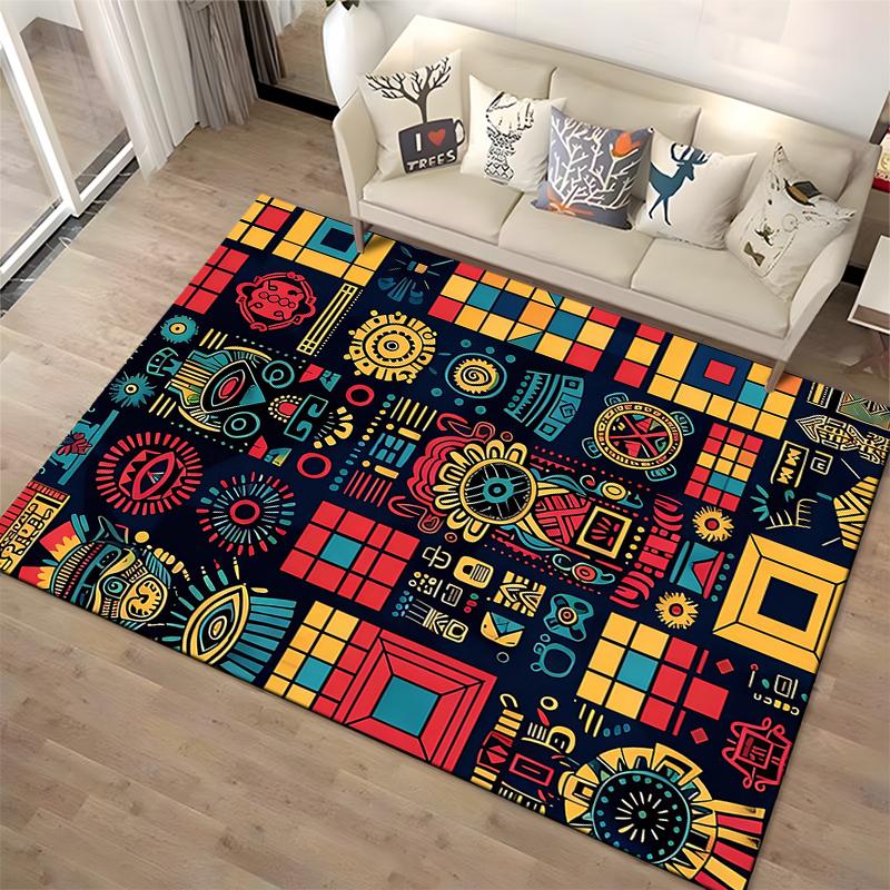 Colorful Bohemian Abstract Geometric Pattern Carpet for Home Decor Suitable for Use As an Anti-slip for Living Room Bedroom Sofas