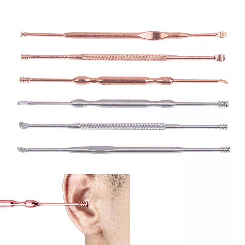 1/3Pcs Stainless Steel Double Head Ear Wax Removal Cleaner Earwax Remover 360° Cleaning Ear Pick Stainless Steel Ear Care Tools