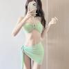New sexy bikini three-piece gauze skirt swimsuit European and American bikini neck tube top vacation seaside women's swimsuit