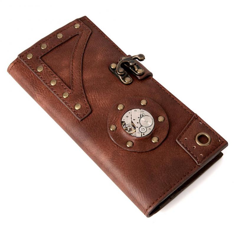 Johnature Vintage Long Wallet Card Holder Unisex Steampunk High Quality Pu Leather Solid Color Large Clutch Wallets