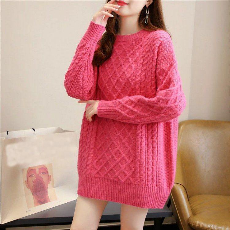 Svetr svetr podzimní a zimní svetr módní svetr volný dlouhý rukáv o krk smažené těsto twist svetr dámské